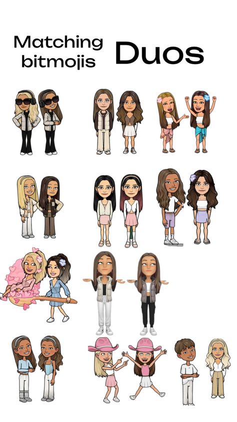 Pretty Bitmoji Ideas, Aesthetic Zepeto Character, Bitmoji Outfits Baddie, Snapchat Best Friends, Cute Snapchat Bitmoji Ideas, Emoji Clothes, Snapchat Avatar, Bitmoji Outfits, Bestie Outfits