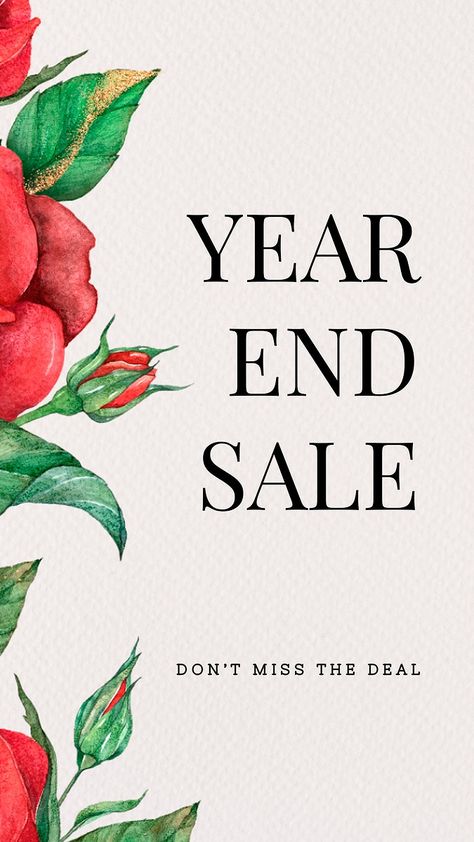 End Of Year Sale Poster, Year End Sale Poster Design, Year End Sale, Lash Room, Social Post, Bloom Blossom, Beautiful Mehndi, Instagram Frame Template, Watercolor Red