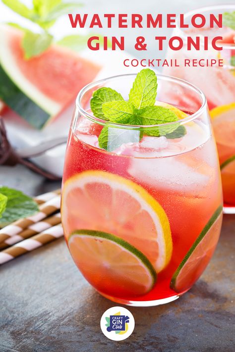 This juicy watermelon gin and tonic is the most refreshing way to beat the heat! Watermelon Gin Cocktail, Gin Tonic Recipe, Easy Summer Cocktail Recipes, Tonic Drink, Tonic Recipe, Healthy Cocktails, Gin Recipes, Gin Cocktail Recipes, Juicy Watermelon