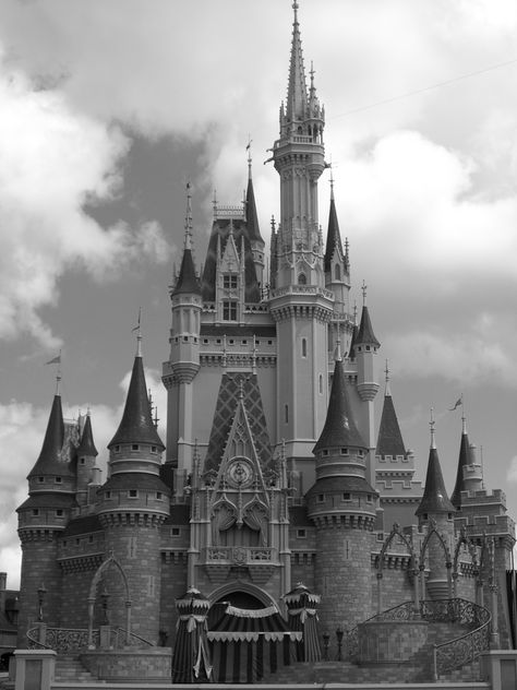 Disney Castle Disney Castle Black And White, Castle Sketch, Disney Castles, Castle Painting, Walter Elias Disney, Inner Witch, Disney Pics, Black Castle, Disney Icons