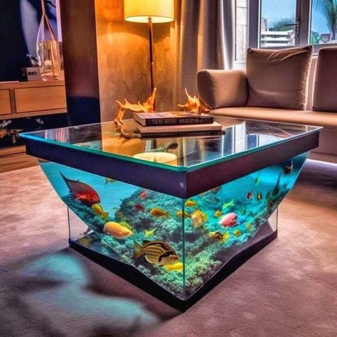 Coffee Table Centrepiece, Fish Tank Coffee Table, Aquarium Moss, Gothic Home Decor Ideas, Aquarium Coffee Table, Turtle Terrarium, Homestead Decor, Aquarium Architecture, Small Aquarium