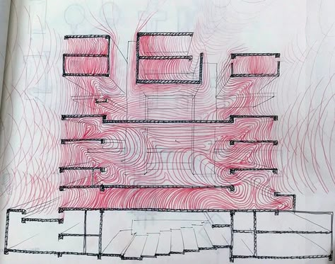 Paul Rudolph Drawing, Conceptual Architecture Diagram, Atmospheric Drawing Architecture, Spatial Diagram Architecture, Study Model Architecture, Paul Rudolph Architecture, Architect Portfolio Design, Yale Architecture, Architecture Study