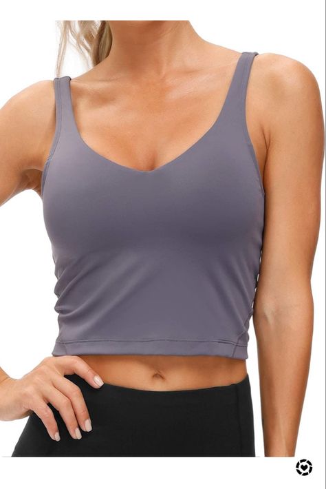 Long Sports Bra Tank Tops, Athletic Cropped Tank Top, Tank Tops With Built In Bras, Cute Workout Tops, Tank Top And Leggings Outfit, 70s Workout Outfit, 70s Workout, Gym Tanks Women, Amazon Tank Top