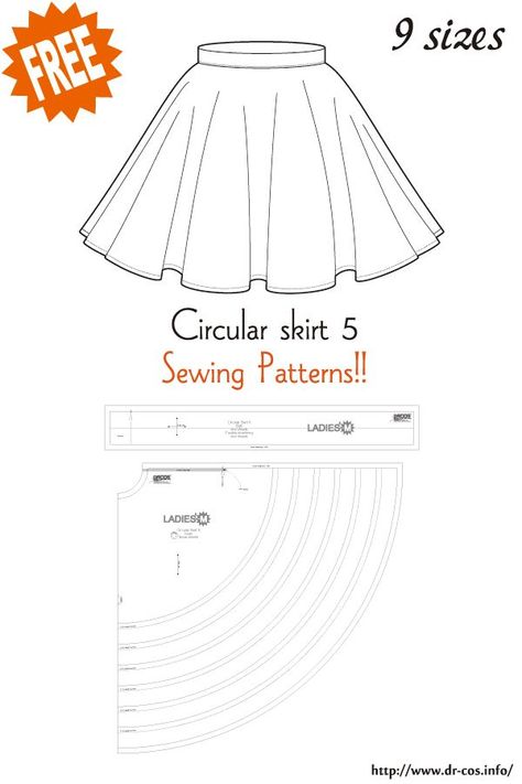 Circle Skirt Patterns Sewing Free, Big Skirt Sewing Pattern, Japanese Skirt Pattern, Puffy Skirt Pattern, Plus Size Skirt Pattern, Circular Skirt Pattern, Doll Skirt Pattern, Plus Size Circle Skirt, Skirt Sewing Pattern Free