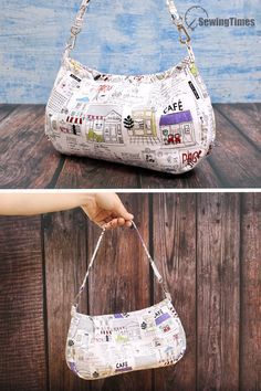 Shoulder Purse Pattern, Handmade Handbags Patterns, Hand Bag Patterns Sewing, Purse Patterns Free Sewing Handbags, Fabric Purses Handmade, Sew Handbag, Diy Bag Patterns, Small Purse Pattern, Diy Shoulder Bag