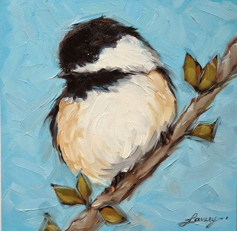 Chickadee Painting, Retro Canvas Art, Chickadee Art, Bird Painting Acrylic, Bird Paintings On Canvas, Easy Flower Painting, Friend Painting, Bird Paintings, Afrique Art