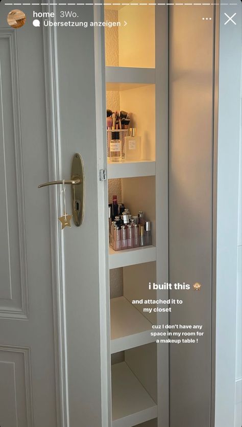 Perfume Organization, House Essentials, Pinterest Room Decor, Room Ideas Bedroom, Bathroom Medicine Cabinet, Locker Storage, Wall Lights, Vanity, Room Decor