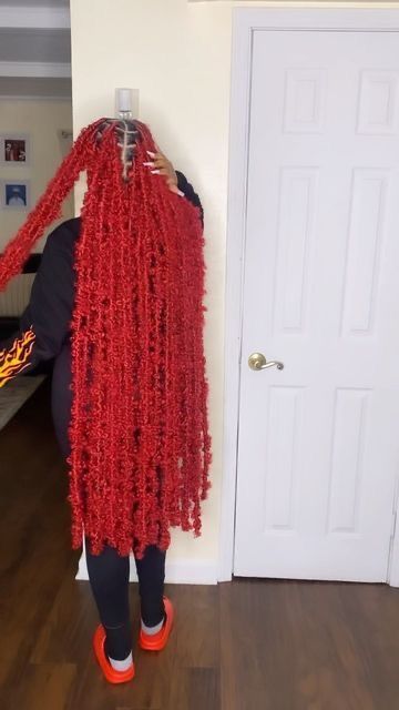 Black And Orange Butterfly Locs, Extended Butterfly Locs With Color, Knee Length Locs, Red And Black Soft Locs, Big Butterfly Locs, Knee Length Butterfly Locs, Butterfly Locks Long, Long Butterfly Locs Hairstyle, Soft Locs Red