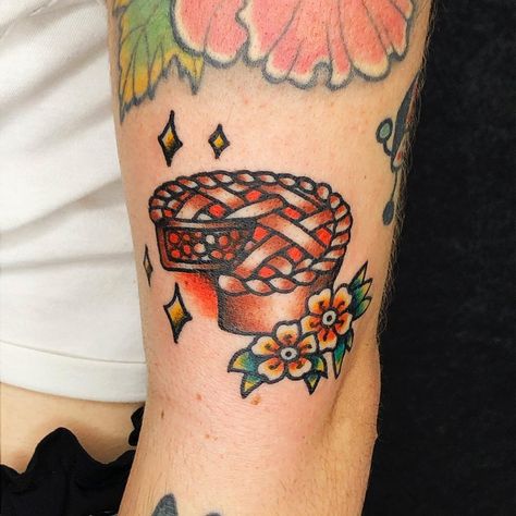 Birthday Cake Tattoo, Dessert Tattoo, America Dessert, Cake Tattoo, Birthday Tattoo, Funky Tattoos, Traditional Cakes, American Traditional, Traditional Tattoo