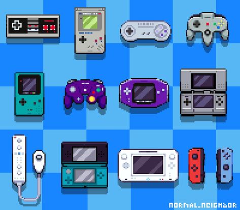 Nintendo Switch Design, Nintendo Pixel Art, Pixel Nintendo, Game Controller Art, Game Zone, Pixels Art, Claw Machine, Pix Art, Game Interface