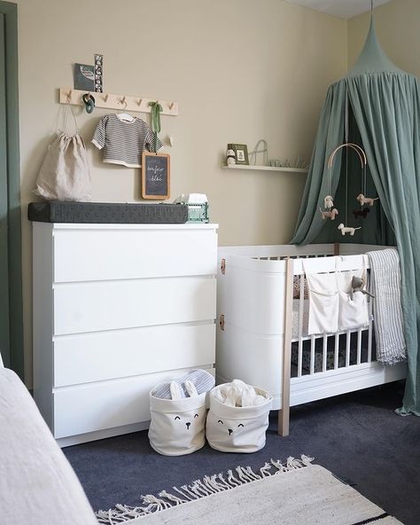 cate st hill | catesthill.com (@catesthill) • Instagram photos and videos Simple Baby Room Ideas, Bedside Nursery Ideas, Baby Desk, Ikea Baby Room, Ikea Baby, Shower Baskets, Eden Green, Ikea Nursery, Baby Corner