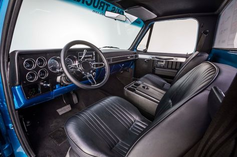 Truck Interior Ideas, Blue Headlights, Lmc Truck, C10 Trucks, Chevy Pickup Trucks, Truck Interior, Chevy C10, Square Body, Chevy Pickups