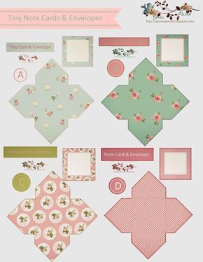 FREE DOWNLOADS-glenda's World : Tiny Note Cards & Envelopes Craft Ideas For Adults Creative, Mini Envelopes Template, Craft Ideas For Adults, Tiny Envelopes, Cute Envelopes, Diy Craft Ideas, Printable Envelope, Pocket Letter, Gift Card Boxes