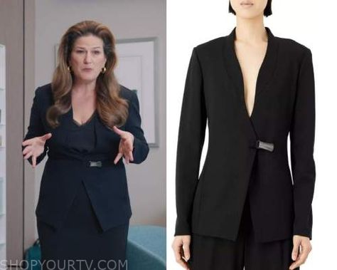 American Auto: Season 2 Episode 11 Katherine's Black Asymmetric Wrap Blazer American Auto, Where To Buy Clothes, Blazer, Wardrobe, Black, Clothes