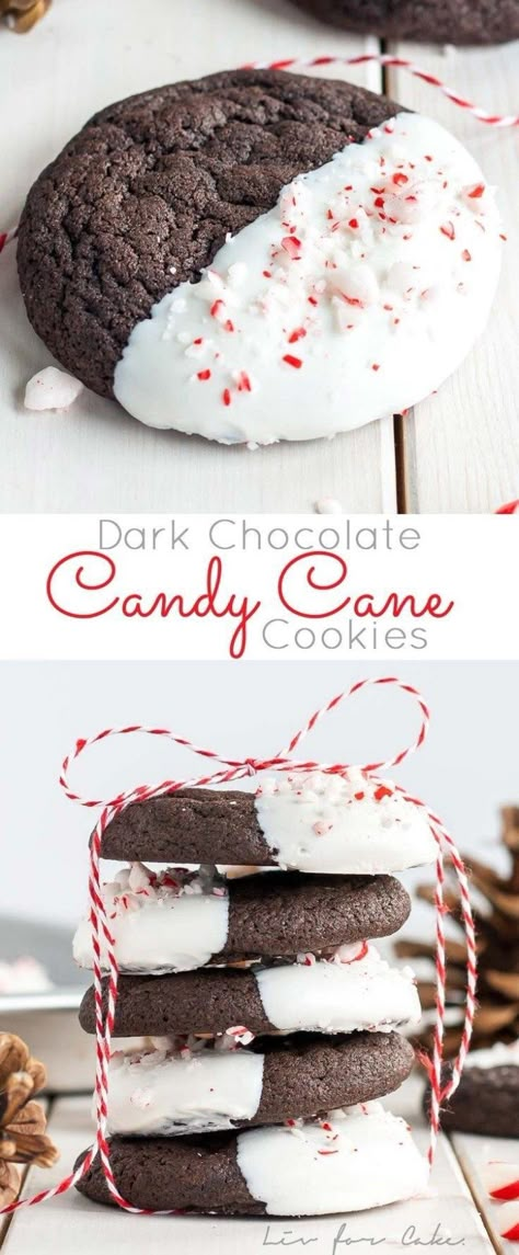 Candy Cane Cookie Recipe, Unique Christmas Cookies, Cookie Recipes For Kids, Dark Chocolate Candy, Marshmallow Cookies, Easy Christmas Cookie Recipes, Christmas Cookie Recipes, Candy Cane Cookies, Dipped Cookies