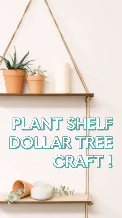 This hanging plant shelf is so beautiful and so easy to make! Check out this simple Dollar Tree craft by clicking the link below!🌱🌻 Hanging Plant Shelf, Liz Fenwick, Tree Shelf, Diy Hanging Shelves, Hanging Plant Wall, Wall Hanging Shelves, Plant Shelf, Tree Craft, Dollar Tree Diy Crafts