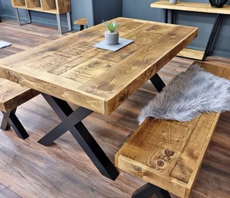 Rustic Industrial Dining Table, Rustic Hallway Table, Farmers Table, Bench Height, Rustic Farmhouse Dining Table, Rustic Console Tables, Dining Table Rustic, Farmhouse Kitchen Tables, Industrial Dining Table