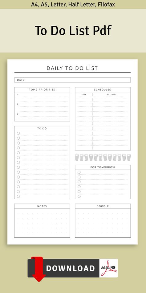 To Do Work List, To Do List Business, Effective To Do List Template, Todo List Printable Free, Daily List Template, Daily Notes Template, Diy To Do List Notebook Ideas, Editable To Do List Free Printable, Hourly To Do List