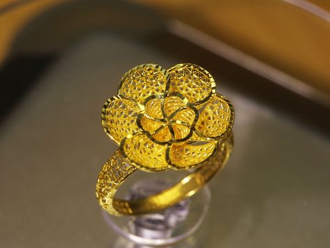 22K Solid Gold Turkish Filigree Flower Ring For Her * Material   : 22K Yellow Gold. Real Gold Jewelry, not plated * Ring Size : US Size 6 and 3/4 (Customizable to any US standard sizes) * Weight     : 3.83 grams of Solid 22K Gold. * Origin      : Dubai, United Arab Emirates * Model#    : RF3601 AUTHENTICITY * All items are hallmarked from Dubai to ensure the specified purity. PACKAGING * All items are nicely packaged and ready to gift in elegant jewelry boxes. INSURANCE * Your item is fully insured. You don't need to worry about getting lost during shipment. SHIPPING * This piece is ready to ship in 1 - 3 business days. Tracking information will be provided after shipping. -----------------------♥️-------------------- * Dubai gold is famous for its purity and manufacturing standards. Shop Turkish Gold Rings, Real Gold Jewelry, Dubai United Arab Emirates, Gold Filigree, Plated Ring, Arab Emirates, Rings For Her, Jewelry Boxes, Flower Ring