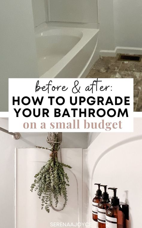 bathroom upgrades on a budget Bathroom Ideas Windowless, Hotel Feel Bathroom, Bathtubs In Bedrooms, Bathroom Decor Budget, Update Bathtub Shower Combo, Real Bathroom Ideas, Expensive Bathroom Ideas, Upgrade Bathroom On A Budget, Diy Bathroom Ideas On A Budget