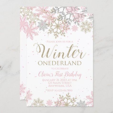 Dont miss out Zazzle Coupons & Promotions! $2.45 | Winter Onederland First Birthday pink snowflake - Birthday Invitations Cute Birthday Party Ideas, Winter Onederland Birthday Invitations, Winter Onederland First Birthday, Winter Birthday Invitations, First Birthday Winter, First Birthday Pink, Snowflake Invitations, Winter Onederland Invitations, Winter Wonderland Birthday Party