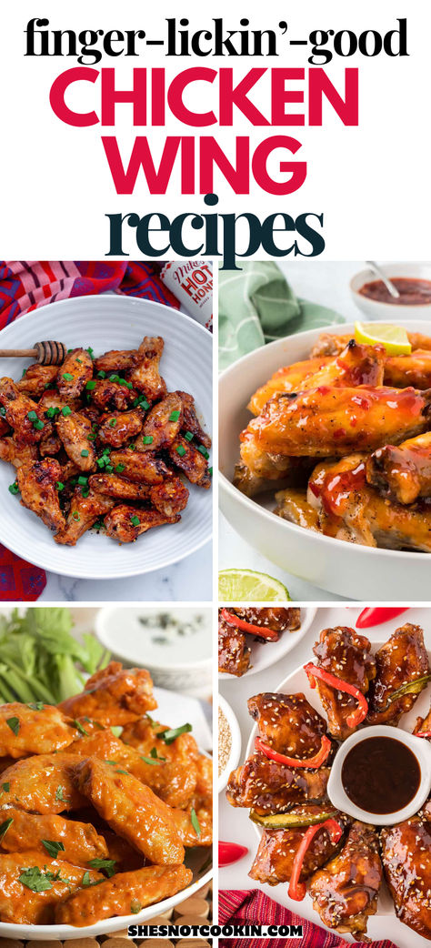 Chicken wing photo collage with text overlay. Cheap Party Snacks, Chicken Wing Party, Inexpensive Appetizers, Party Chicken, Easy Chicken Wings, Easy Chicken Wing Recipes, Best Chicken Wing Recipe, Homemade Appetizer, Appetizers For A Crowd