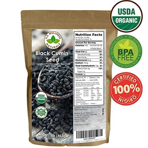 Black Cumin Seed 1lb (16Oz) (Bulk Nigella Sativa): 100% USDA Certified ORGANIC Bulk Egyptian Black Seeds (Black Caraway) – AKA Nigella or Kalonji, by U.S. Wellness Naturals Natural Dewormer For Dogs, Black Cumin Seed, Diatomaceous Earth Food Grade, Meds For Dogs, Worms In Dogs, Black Cumin, Wellness Recipes, Fennel Seeds, Usda Organic