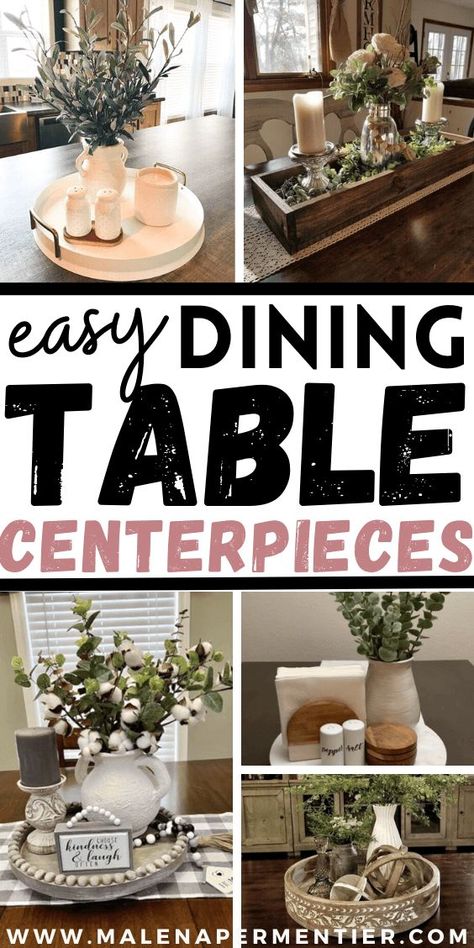 dining table centerpiece ideas - easy and diy Table Decor Ideas Dining, Rectangle Tray Decor Ideas, Modern Dining Table Centerpiece, Spring Table Decor Ideas, Kitchen Table Decor Centerpiece, Dining Room Table Decor Centerpiece, Kitchen Table Centerpiece Ideas, Center Piece For Dining Table, Dining Table Centerpiece Ideas