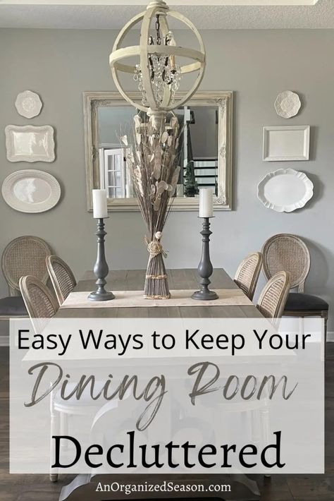 Learn a strategy to organize your dining room in six steps! Then get easy tips on how to keep your dining room decluttered! We have provided free printables to help you with this home organization project! Are you ready to declutter? Save this pin and follow us for more home organization inspiration! Dining Room Organization, Drop Zone, Organization Inspiration, Room Organization, Room Table, Dining Room Table, Declutter, Home Organization, Follow Us