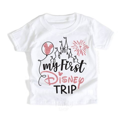 Purchase My First Disney Trip Disney T-shirt For Girl, Kids Size First Disney Trip, Girls Disney Shirts, Kids Disney Shirts, Disney Trip Outfits, Disney Family Vacation Shirts, Disney Vacation Shirts, Idee Cricut, Family Disney Trip, Disney Trip Shirts