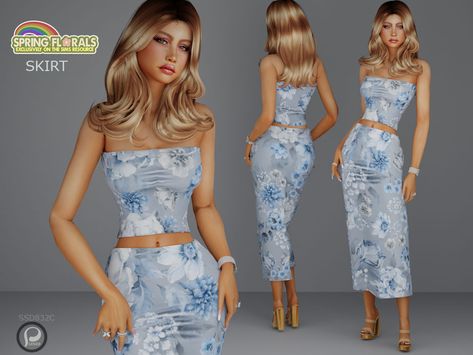 The Sims Resource - Spring floral tank Dress Sims 4 Cc, Printed Silk Skirt, Sims 1, Sims 4 Game, Floral Midi Skirt, Sims 4 Clothing, Sims 4 Cc, Maxis Match, Floral Tank