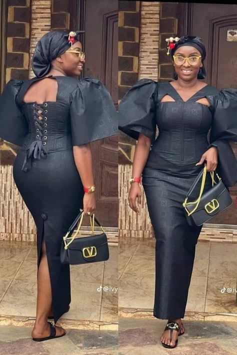 Dress For Funerals In Ghana, Lace Kaba, Ghana Dresses, How To Make A Corset, Board Collage, Lace Dress Classy, African Bridal Dress, Simple Dress Casual, Sewing Easy