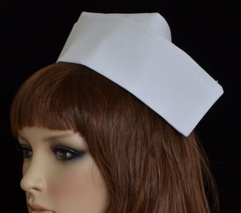 Vintage Style FABRIC NURSE HAT White Nurse Cap With Buttons - Etsy Australia Nurse Cap, Uniform Accessories, Vintage Nurse, Black And White Ribbon, Hair Grips, Nurse Hat, Nursing Cap, Nurse Uniform, Scrubs Nursing