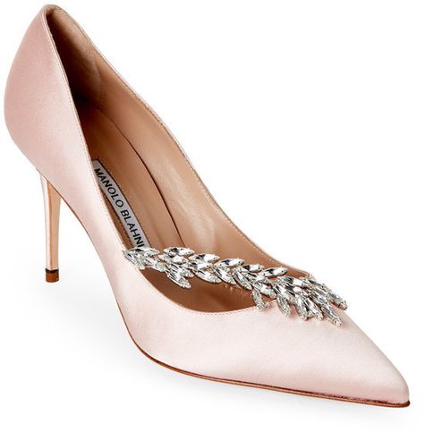 manolo blahnik Pink Nadira Embellished Pointed Toe High Heel Pumps Manolo Blahnik Pink, Platforms Boots, Formal Pumps, Large Size Womens Shoes, Manolo Blahnik Heels, White High Heels, Couple Shoes, High Heel Sneakers, High Heel Boots Ankle