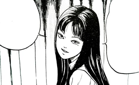 Tomie Desktop Wallpaper, Junji Ito Collection Wallpaper, Junji Ito Wallpaper Desktop, Tomie Header, Pfp Junji Ito, Junji Ito Collection, Black And White Pfp, Tomie Kawakami, Tomie Junji Ito