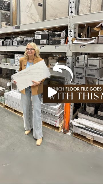 Maria Killam on Instagram: "Big rectangular tiles like this are also best in a modern house ✔️

And remember to skip the black hardware and faucets if you are installing an all white bathroom, which you should because an all white bathroom is easy to decorate around until the end of time 🙌🏻

Change the wall colour, change the art, or the bath mats/area rug and you have a totally different bathroom 🛁

#loveyourhomeforever #timelessbathroom" Marble Look Alike Tile Bathroom, Marble Look Porcelain Tile Bathroom Shower Walls, Big Tiles Bathroom, Maria Killam Bathroom, Large Marble Hexagon Tile Bathroom, Bathroom Floor Tile Mats & Rugs, All White Bathroom, Maria Killam, Timeless Bathroom