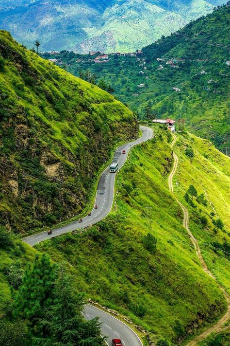 Beautiful Serpentine Roads of Himalayas.  Near Kumarsain Distt Simla Himachal. Simla Manali Photography, Pakistan Nature, India Landscape, Abacus Math, Travel Destinations In India, Mountain Roads, India Travel Places, Village Photos, Travel India