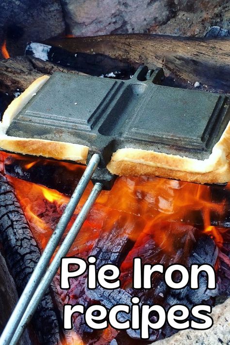 Camping Pie Iron Recipes - Peter's Food Adventures Pie Iron Recipes Campfire Dessert, Camping Pie Iron, Pie Irons, Pudgy Pie, Pie Iron Recipes, Pie Ideas, I Like Pizza, Campfire Desserts, Caramel Pie