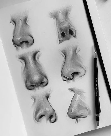 Nose Kiss Drawing, Person With Glasses Drawing, Eyes Looking Down Reference, Mini Drawings Love, Easy Sketch Ideas, Nose Sketch, How To Draw Nose, Pencil Drawing For Beginners, Draw Nose