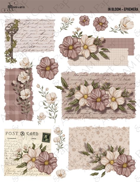 In Bloom Ephemera Stickers Art And Craft Wallpaper, Cute Design For Scrapbook, Journal Tags Printable, Minimal Stickers Printable, Cute Stickers For Scrapbook, Themes For Scrapbooks, Printable Scrapbook Paper Sticker, Journal Items Printable, Floral Scrapbook Ideas