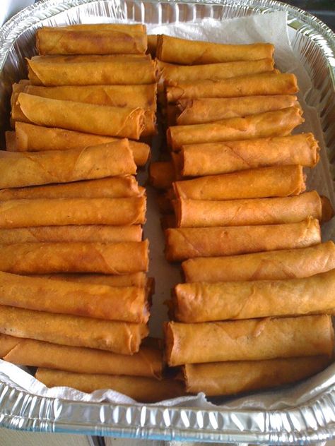 my Lumpia :) Nigerian Snacks, Thai Meals, African Recipes Nigerian Food, Cheese Stick, African Cooking, Nigerian Food, Food Babe, Filipino Food, Happy Foods