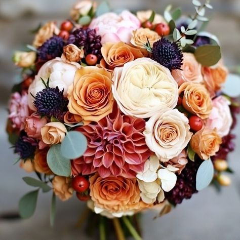 September is the perfect month for a wedding, as it brings the beauty of changing seasons with rich, warm colors and unique blooms. A well-curated bridal bouquet can capture the essence of autumn, adding the perfect touch to your special day. From vibrant sunflowers to elegant calla lilies, these bouquet ideas blend seasonal charm with timeless elegance, ensuring your September wedding is both memorable and picturesque. Sunflower and Dahlia Bouquet Embrace the warm hues of September with a ... Bridal Bouquet Garden Style, Orange Bouquet Flowers, Late September Wedding Colors, Fall Wedding Bouquets November, Dahlia Bouquet Wedding, Fall Flower Bouquets, Early September Wedding, Fall Bouquet Wedding, Dahlia Bridal Bouquet