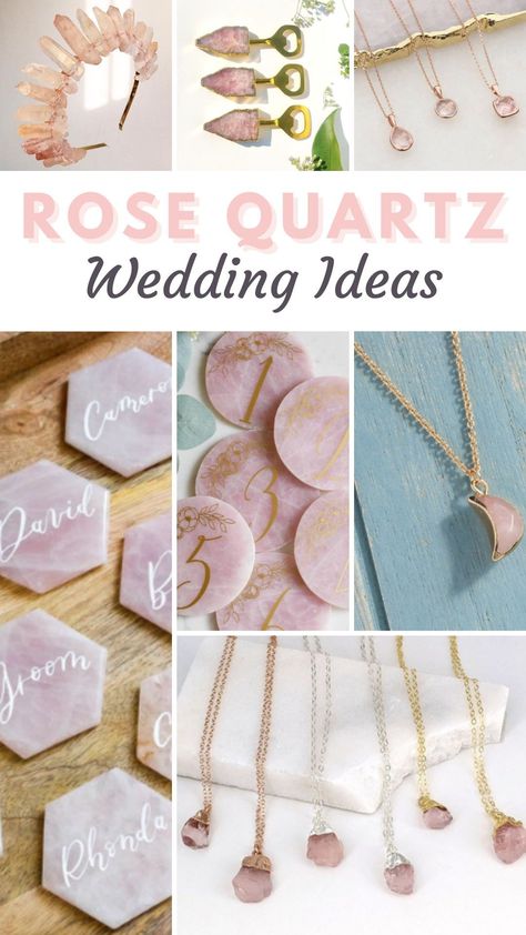 60 Simply gorgeous rose quartz wedding ideas - The Wedding Club - There's something heartwarming about rose quartz whenever we encounter it somewhere. Whether it's at a jewelry store, a home decor store or at your local garden center, it's a certain mineral quartz that will always be around, and can be included at your wedding, too. Quartz Wedding Decor, Rose Quartz Wedding Decor, Rose Quartz Wedding, About Rose, Pink Wedding Theme, Woodsy Wedding, Art Jewelry Design, Quartz Rock, Palette Ideas