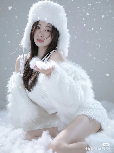 follow @amarxamar Snowflake Photoshoot, Snow Reference, Winter Wonderland Photoshoot, Chinese Portrait, Korea Photo, Snow Photoshoot, Snow Princess, Season Greetings, Winter Photoshoot