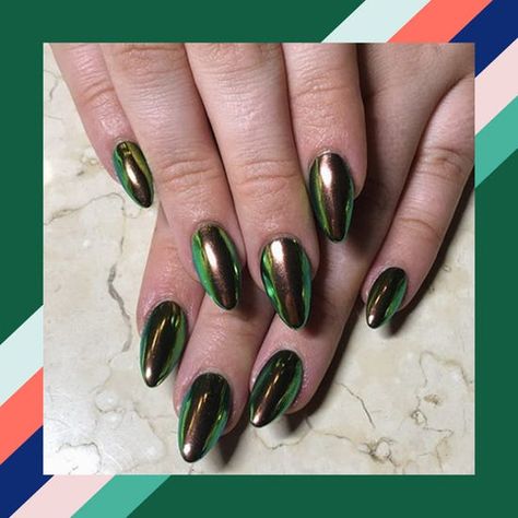 Beetle Nails, Dip Powder Manicure, Green Beetle, Powder Manicure, Nail Techniques, Manicure Inspiration, Green Chrome, Art Of Seduction, New Nail