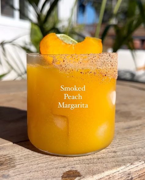 Smoked Brown Sugar Peach Margarita — Join Jules Brown Sugar Peach Margarita, Join Jules, Brown Sugar Peaches, Peach Margarita, Peach Puree, Woo Hoo, Brown Fall, Easy Cocktails, Baking Sweets