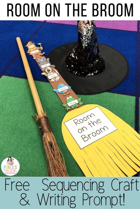 Room on the Broom Sequencing Freebie for Halloween - Pencils to Pigtails Pumpkin Poem, Room On The Broom, Interactive Writing, Halloween Kindergarten, October Activities, Happy Mommy, Halloween Preschool, Sequencing Activities, Fall Preschool