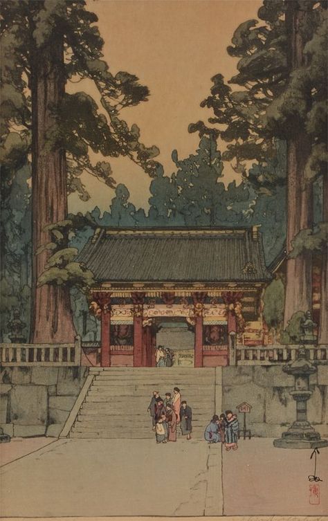 Toshogu Shrine yoshida Hiroshi Yoshida, Shin Hanga, Kawase Hasui, Woodblock Printing, Japanese Art Prints, Japanese Artwork, Japanese Illustration, Traditional Japanese Art, Wood Block Printing