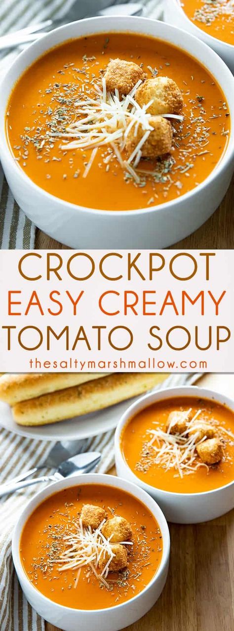 Easy Creamy Tomato Soup, Best Tomato Soup Recipe, Best Tomato Soup, Soup Slow Cooker, Homemade Tomato Soup, Tomato Soup Homemade, Tomato Soup Recipe, Creamy Tomato Soup, Crockpot Soup Recipes