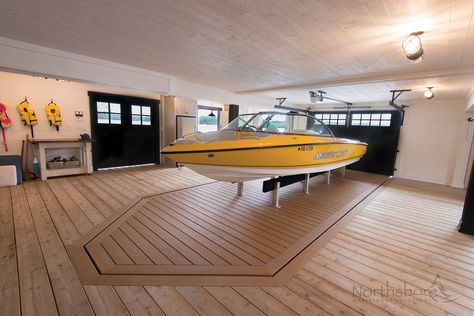 Boat Lift Dock, Boathouse Design, Boat Garage, House Lift, Warehouse Home, Lakefront Living, Nautical Lighting, Boat Lift, Boat House